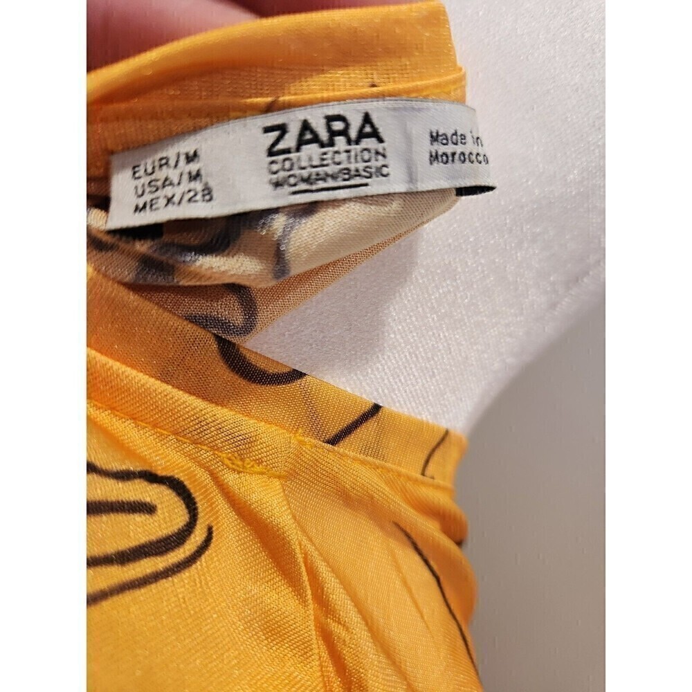 Zara Maxi Dress Sz M Gold w/ Black Accents see pics for defects - Picture 4 of 7